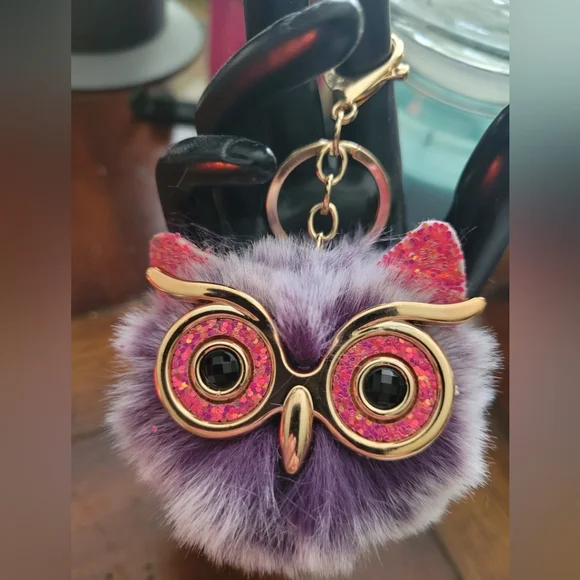 Purple and Pink Owl Keychain Charm - Picture 3 of 5